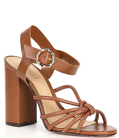 Schutz Mahi Knotted Leather Buckle Dress Sandals