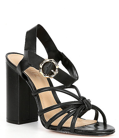 Schutz Mahi Knotted Leather Buckle Dress Sandals