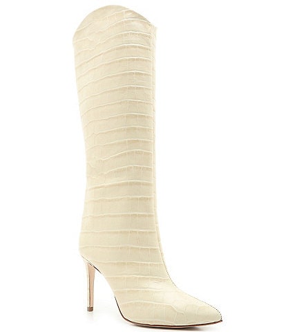 Schutz Maryana Block Crocodile-Embossed Leather Boot