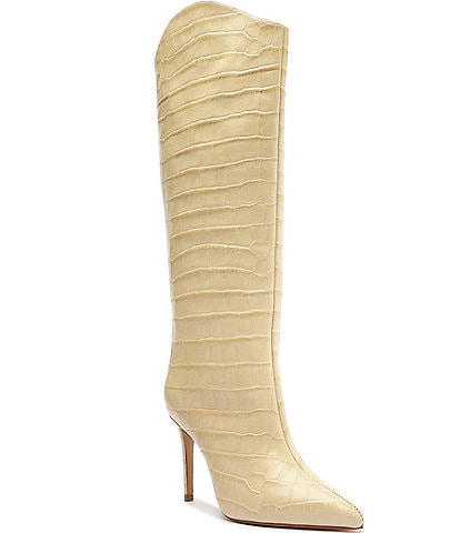 Schutz Maryana Crocodile Embossed Tall Boots