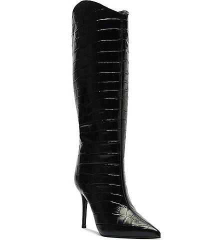 Schutz Maryana Crocodile Embossed Tall Boots