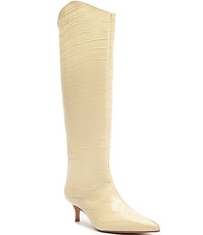 Schutz Maryana Lo Crocodile Embossed Leather Tall Boots