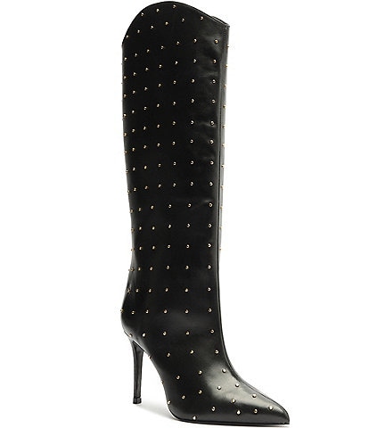 Schutz Maryana Studded Leather Stiletto Tall Boots