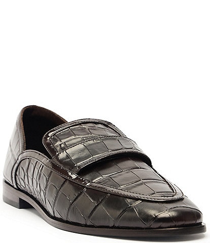 Schutz Maurice Crocodile Embossed Tailored Loafers