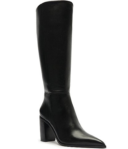 Schutz Mikki Up Leather Block Heel Tall Boots