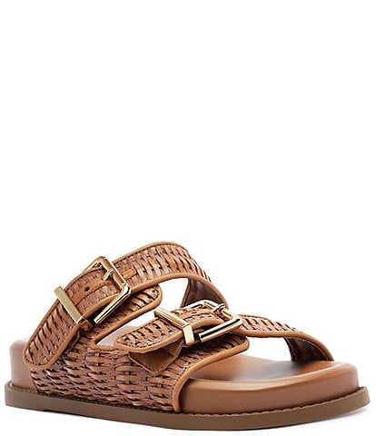 Schutz Naomi Woven Buckled Slide Sandals