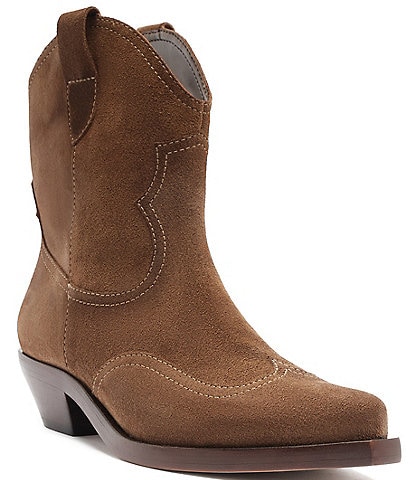 Schutz Nash Suede Pointed Toe Western Booties