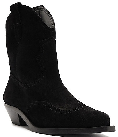 Schutz Nash Suede Pointed Toe Western Booties