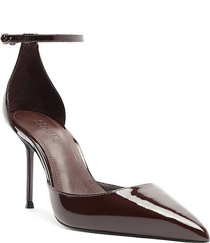 Schutz Paloma Patent Leather Ankle Strap Stiletto Pumps