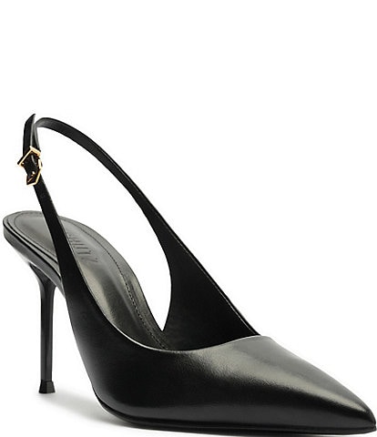 Schutz Paola Leather Pointed Toe Slingback High Heel Pumps