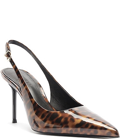Schutz Paola Tortoise Print Patent Leather Pointed Toe Sling Pumps