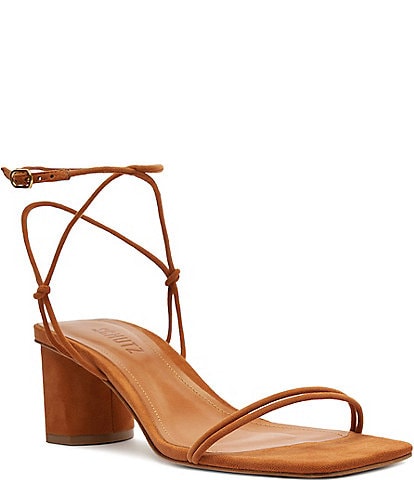 Schutz Pompeii Mid Suede Block Heel Sandals