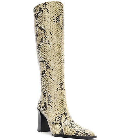 Schutz Raffaela Up Snake Print Leather Tall Boots