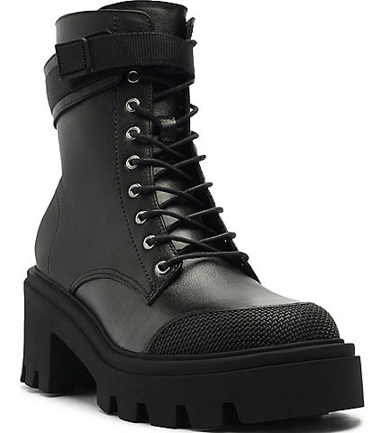 Schutz Sarah Leather Lugged Platform Combat Booties