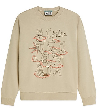 Scotch & Soda Long Sleeve Embroidered Logo Artwork Sweatshirt