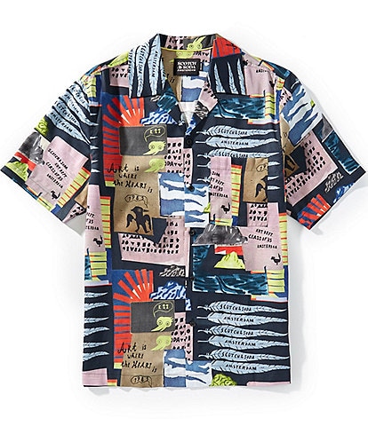 Scotch & Soda Relaxed-Fit Art Collage Print Short Sleeve Woven Shirt