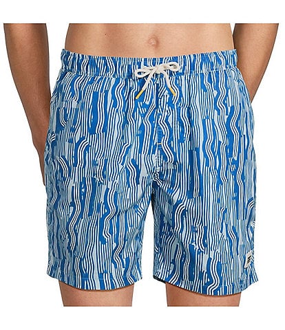 Scotch & Soda Stripe Print 6#double; Inseam Swim Trunks