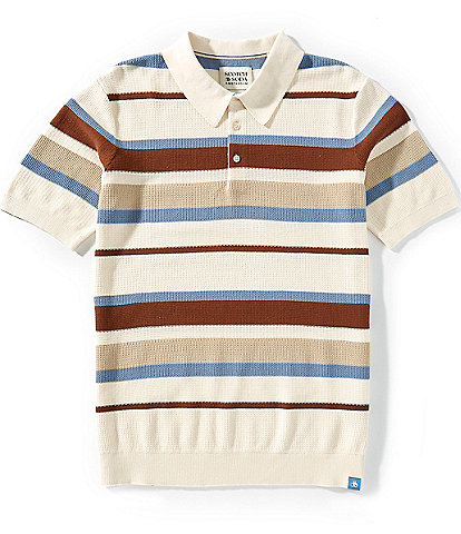 Scotch & Soda Stripe Structure Knitted Short Sleeve Polo Shirt