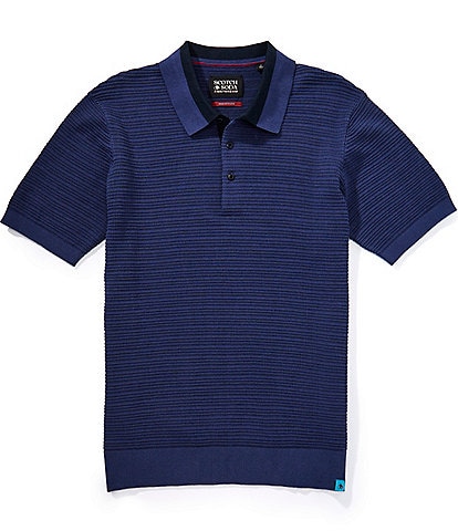 Scotch & Soda Structured Knit Short Sleeve Polo Shirt