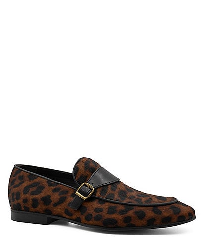 Section X Men's Saint Monk Strap Leopard Print Loafers