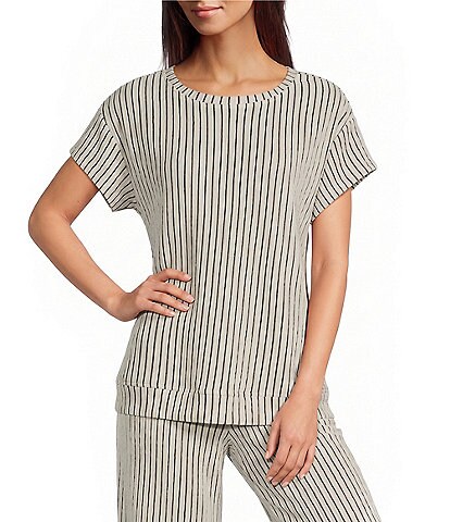 See And Be Seen Coordinating Knit Stripe Crew Neck Short Sleeve Top