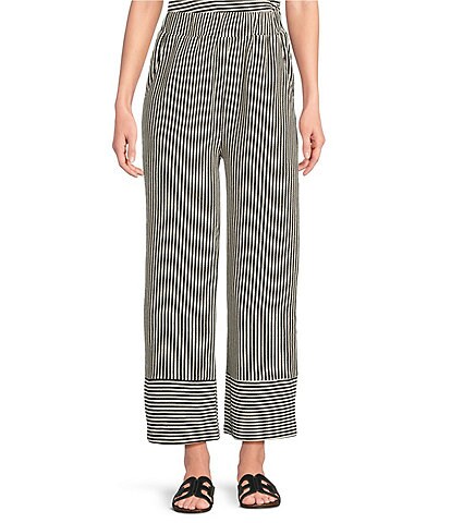 See And Be Seen Coordinating Knit Stripe Pull-On Wide Leg Pants