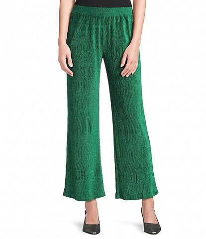 See And Be Seen Textured Velvet Wide Leg Ankle Length Pull On Coordinating Pants