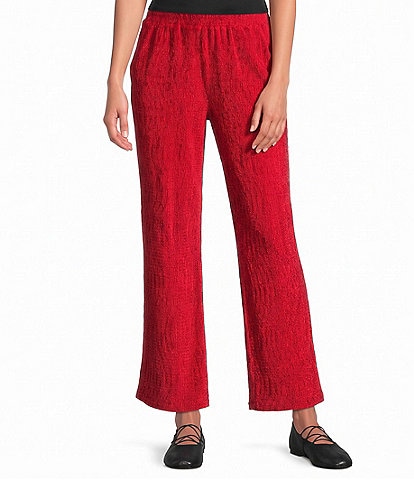 See And Be Seen Textured Velvet Wide Leg Ankle Length Pull On Coordinating Pants
