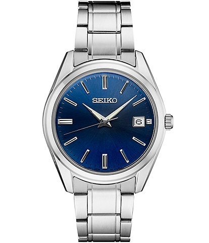 Seiko Men's Essential Quartz Analog Blue Dial Stainless Steel Bracelet Watch