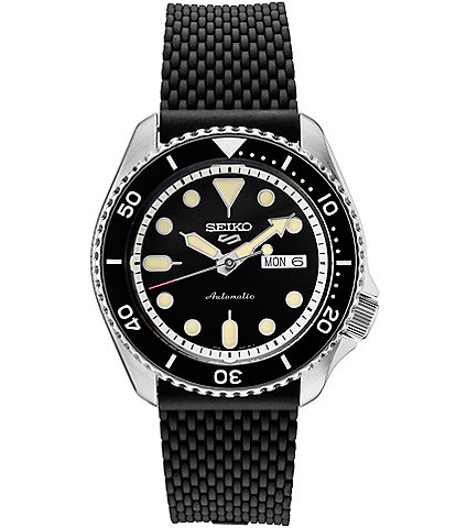 Seiko Men's Seiko 5 Sports Automatic Black Silicone Strap Watch