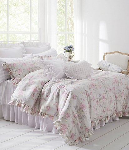 Shabby Chic Misty Bloom Ruffled Comforter Mini Set