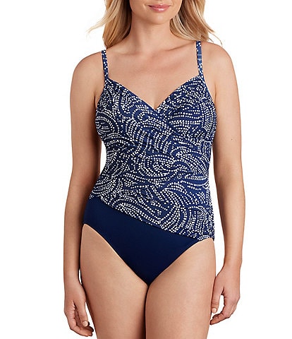 Shape Solver Dot Print Criss Cross Mio Swim One Piece
