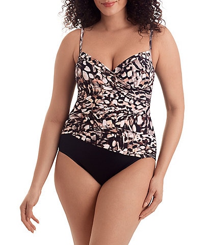 Shape Solver Flutter Mosaic Surplice One-Piece Swimsuit