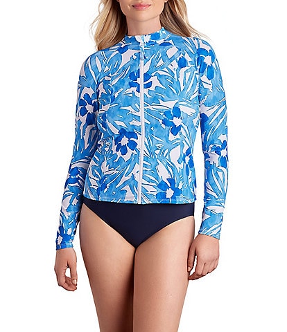 Shape Solver Mock Neck Sun Swim Cover-Up Shirt
