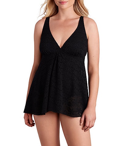 Shape Solver V-Neckline Flyaway Lace Swimdress