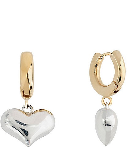 SHASHI Two Tone Heart Huggie Hoop Earrings