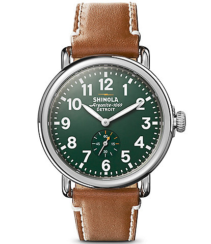 SHINOLA Men's Runwell Quartz Analog Brown Leather Strap Watch