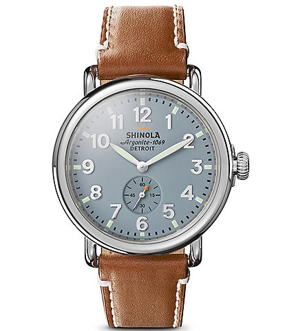 SHINOLA Men's Runwell Quartz Analog Brown Leather Strap Watch