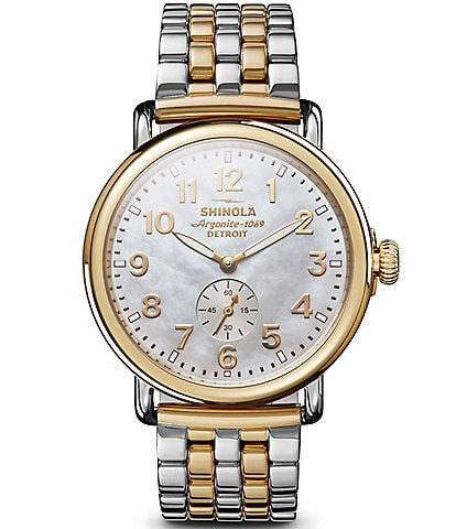 SHINOLA Men's Runwell Quartz Analog Two Tone Stainless Steel Bracelet Watch