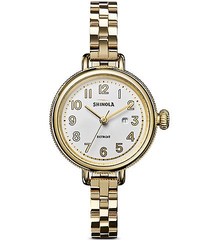 SHINOLA Women's Birdy Quartz Analog Gold Tone Stainless Steel Bracelet Watch