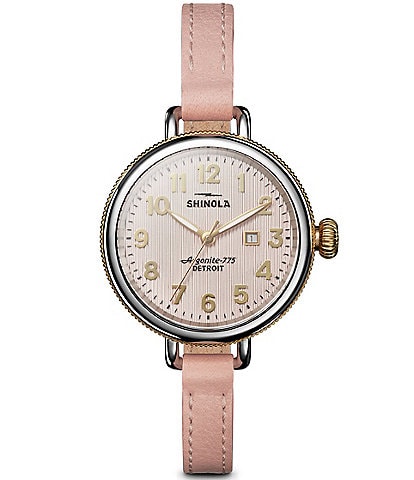 SHINOLA Women's Birdy Quartz Automatic Light Pink Leather Strap Watch