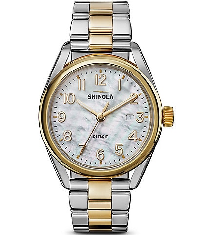 SHINOLA Women's Derby 505 Quartz Analog Two Tone Stainless Steel Bracelet Watch