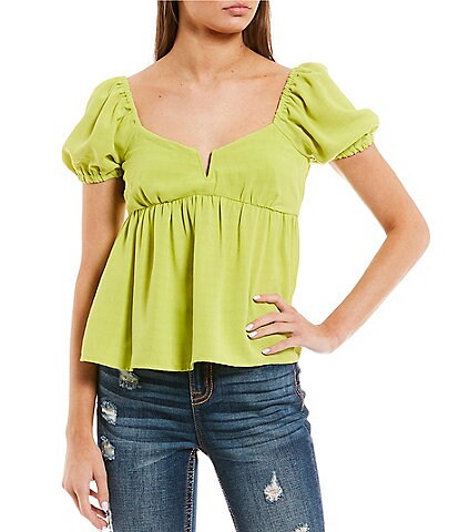 Honey & Sparkle Short Puff Sleeve Pull-On Top