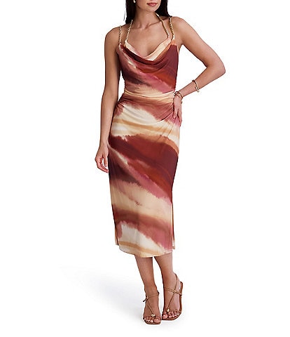 SIENA Double Hardware Printed Midi Dress