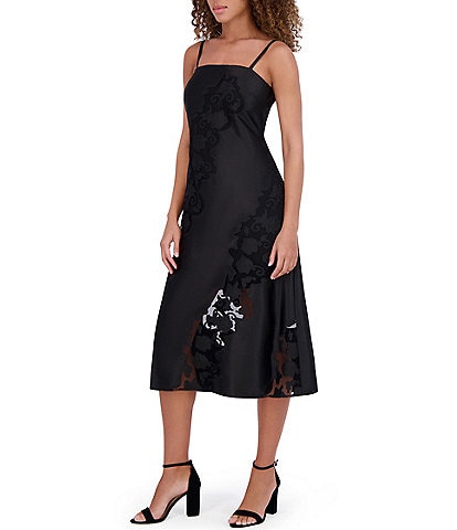 SIENA Embroidered Matte Satin Sleeveless A-Line Dress