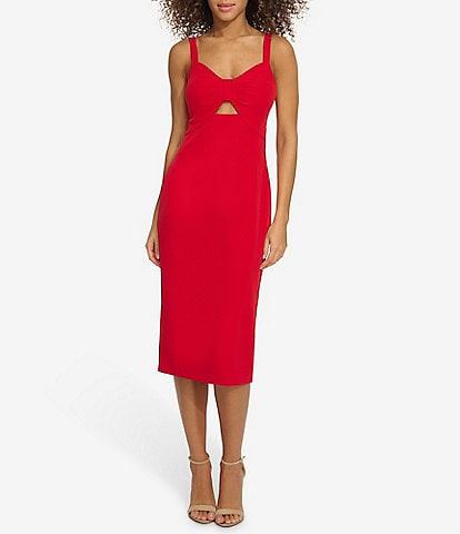 SIENA Scoop Neck Sleeveless Cinched Bodice Cut-Out Midi Dress