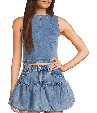 Signature 8 High Neck Denim Mini Top