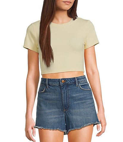 Signature 8 Rib Jersey Short Sleeve Baby Tee Crop Top