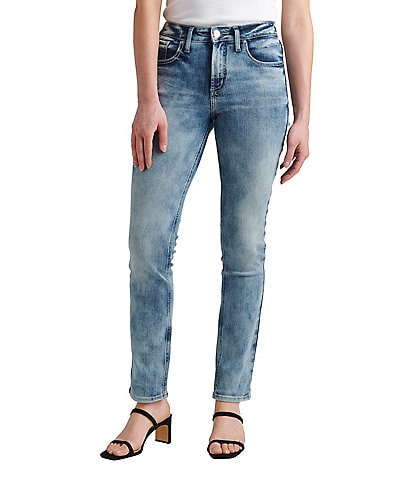 Silver Jeans Co. Avery Bleach Dye High Rise Straight Jeans
