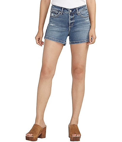 Silver Jeans Co. Elyse Stitch Mid Rise Power Stretch Shorts